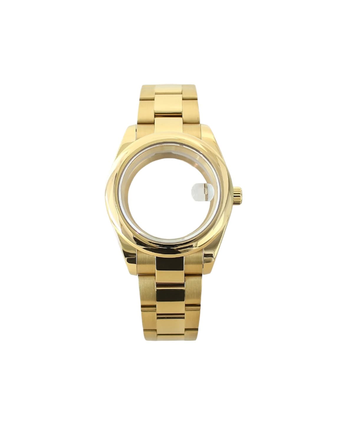 Gold-tone clam strap with case