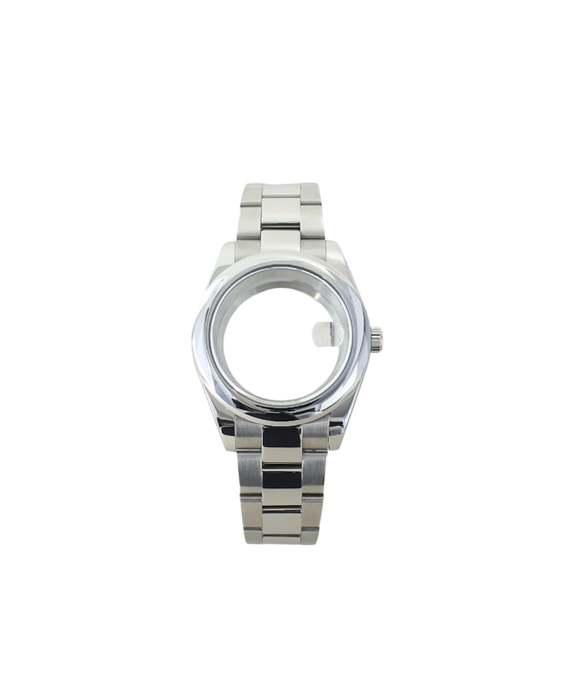 Silver-tone clam strap with case