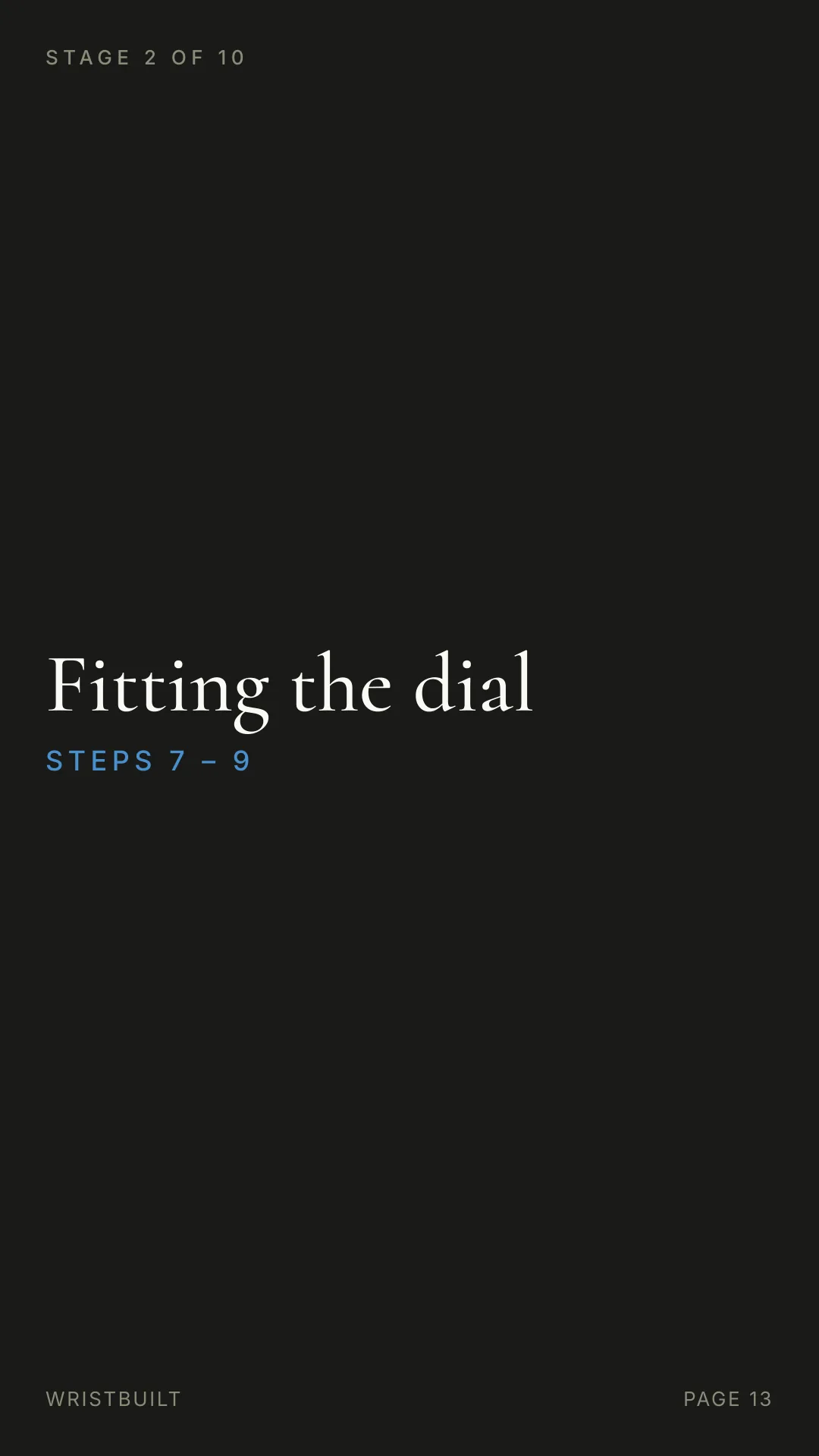 STAGE 2 OF 10 Fitting the dial S T E P S  7  –  9 WRISTBUILT PAGE 13