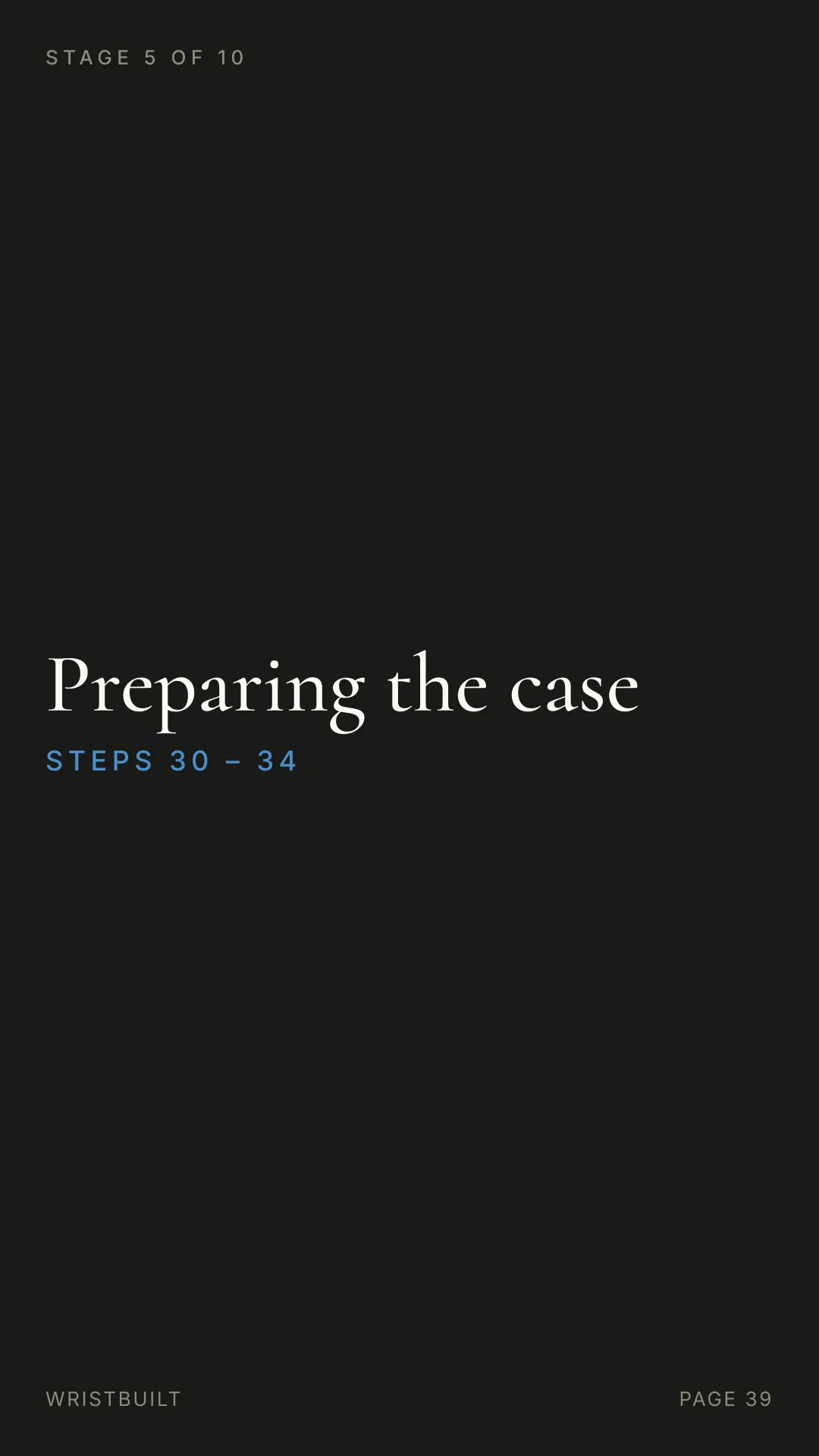 STAGE 5 OF 10 Preparing the case S T E P S  3 0  –  3 4 WRISTBUILT PAGE 39