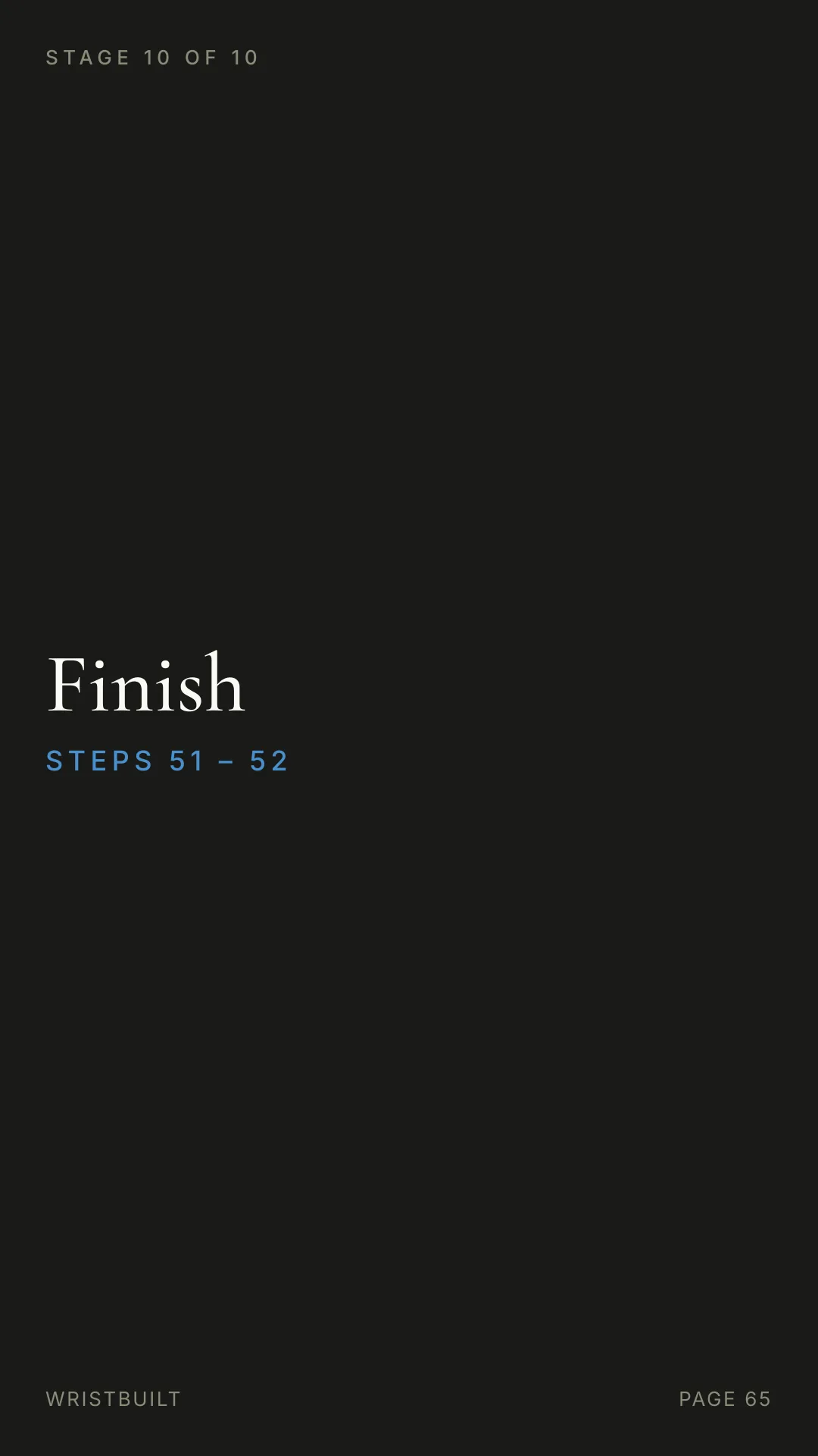 STAGE 10 OF 10 Finish S T E P S  5 1  –  5 2 WRISTBUILT PAGE 65